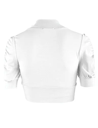 Ollie Arnes Women Basic Short Sleeve Versatile Bolero Shrug Cardign Junior Plus 41 WHITE L