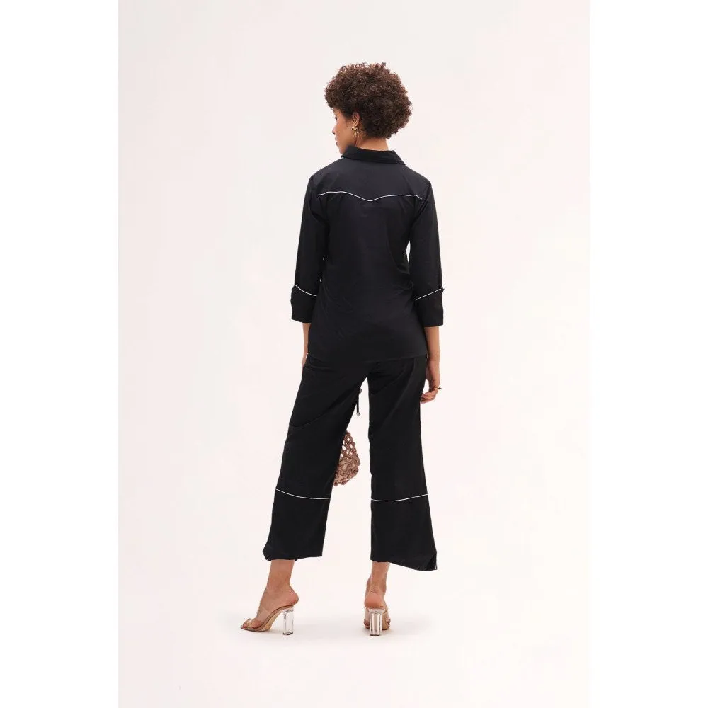 Our Love Arose Black Embroidered Shirt