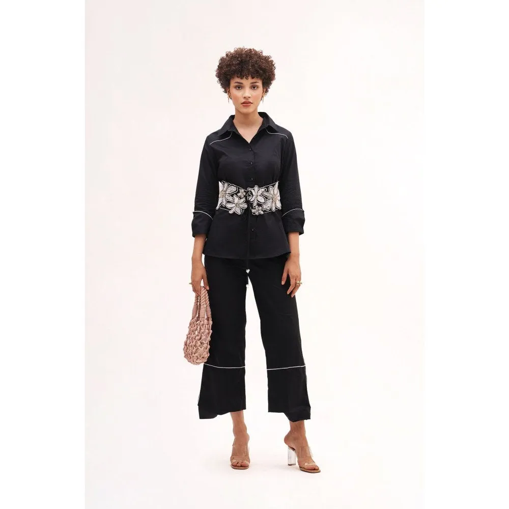 Our Love Arose Black Embroidered Shirt