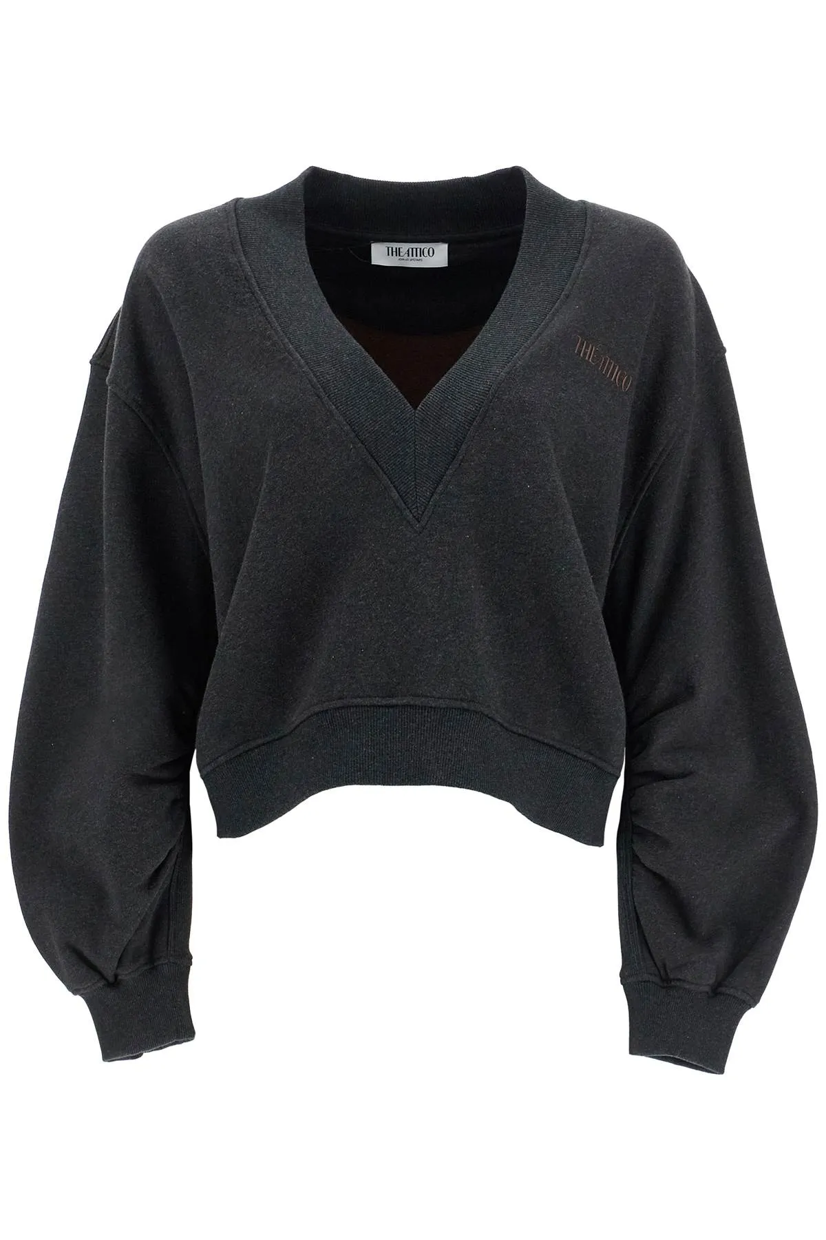 oversized sweatshirt with deep v-neck in gradient black 250WCF00010JJF007AA BLACK FADE/BROWN