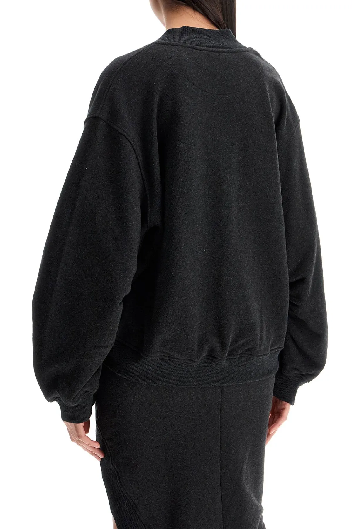 oversized sweatshirt with deep v-neck in gradient black 250WCF00010JJF007AA BLACK FADE/BROWN