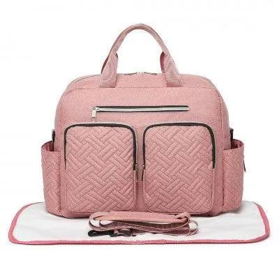 Pink Functional Baby Changing Shoulder Bag With Changing Mat