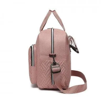 Pink Functional Baby Changing Shoulder Bag With Changing Mat