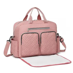 Pink Functional Baby Changing Shoulder Bag With Changing Mat