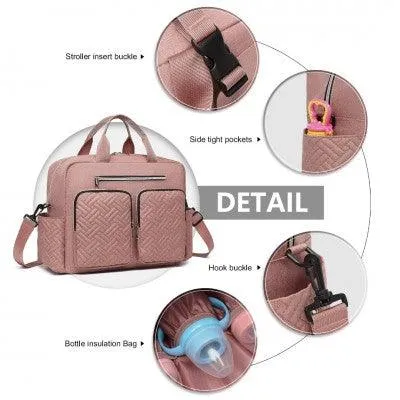 Pink Functional Baby Changing Shoulder Bag With Changing Mat