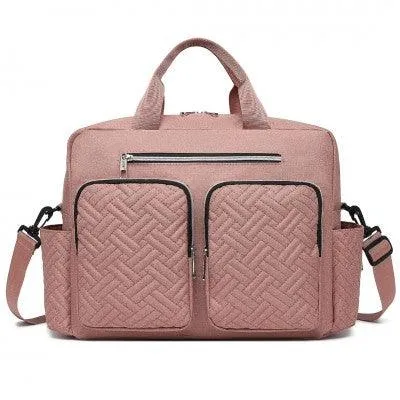 Pink Functional Baby Changing Shoulder Bag With Changing Mat