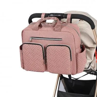 Pink Functional Baby Changing Shoulder Bag With Changing Mat