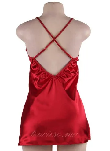 Red Silk Satin Lace Pajama