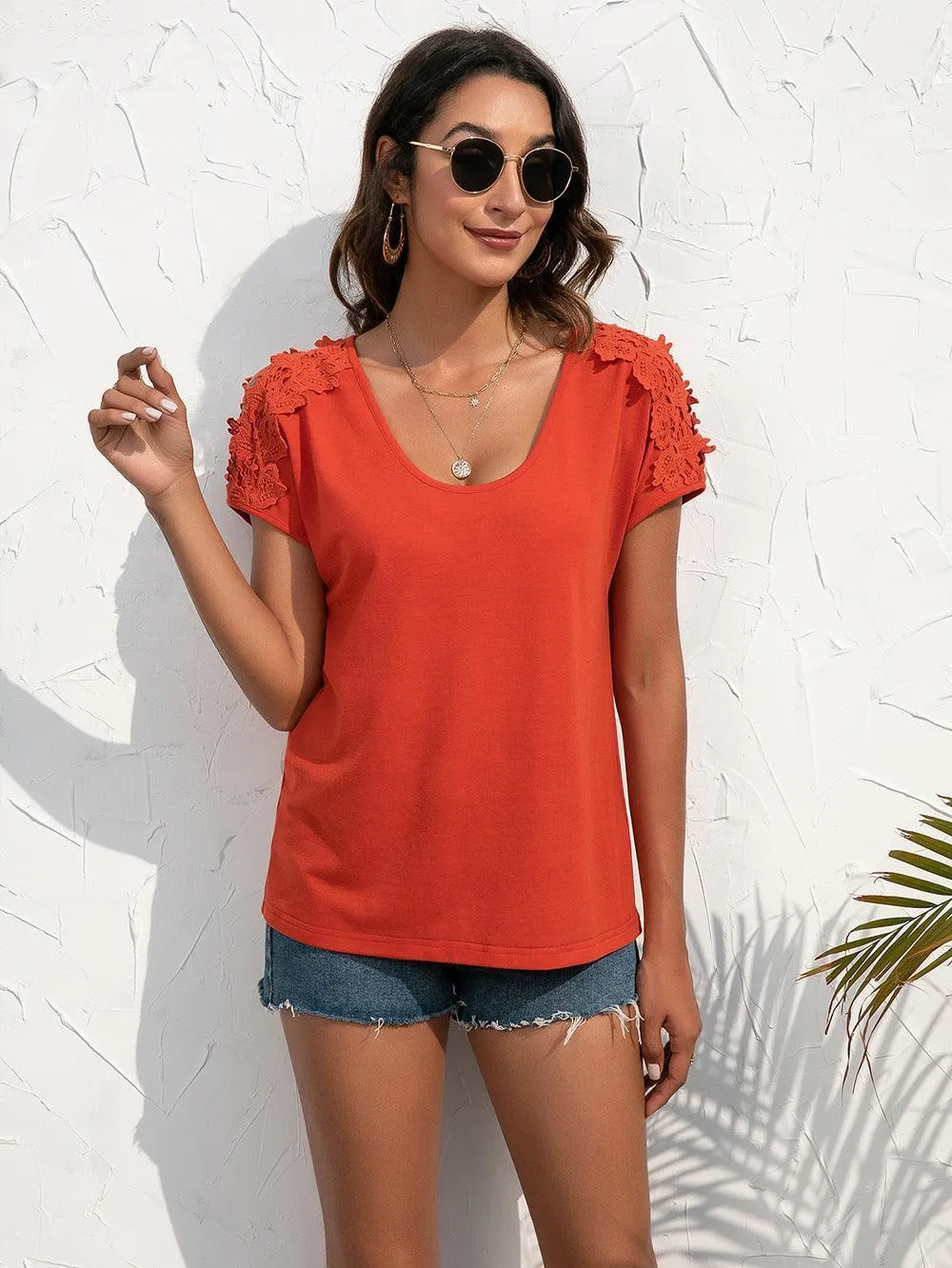 Refocus Cold Shoulder Scoop Neck Blouse