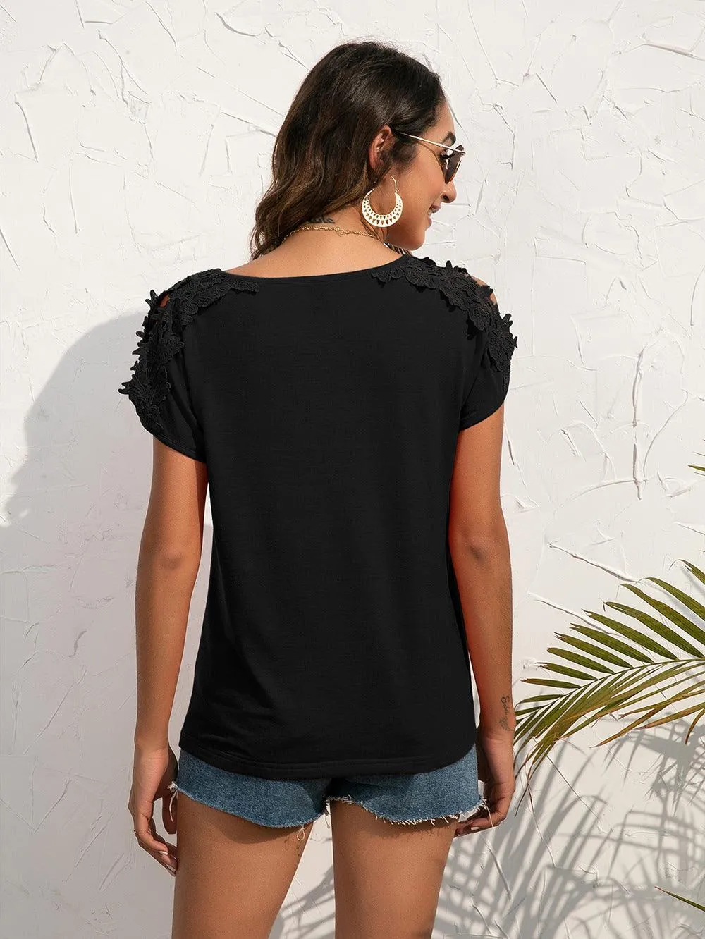 Refocus Cold Shoulder Scoop Neck Blouse