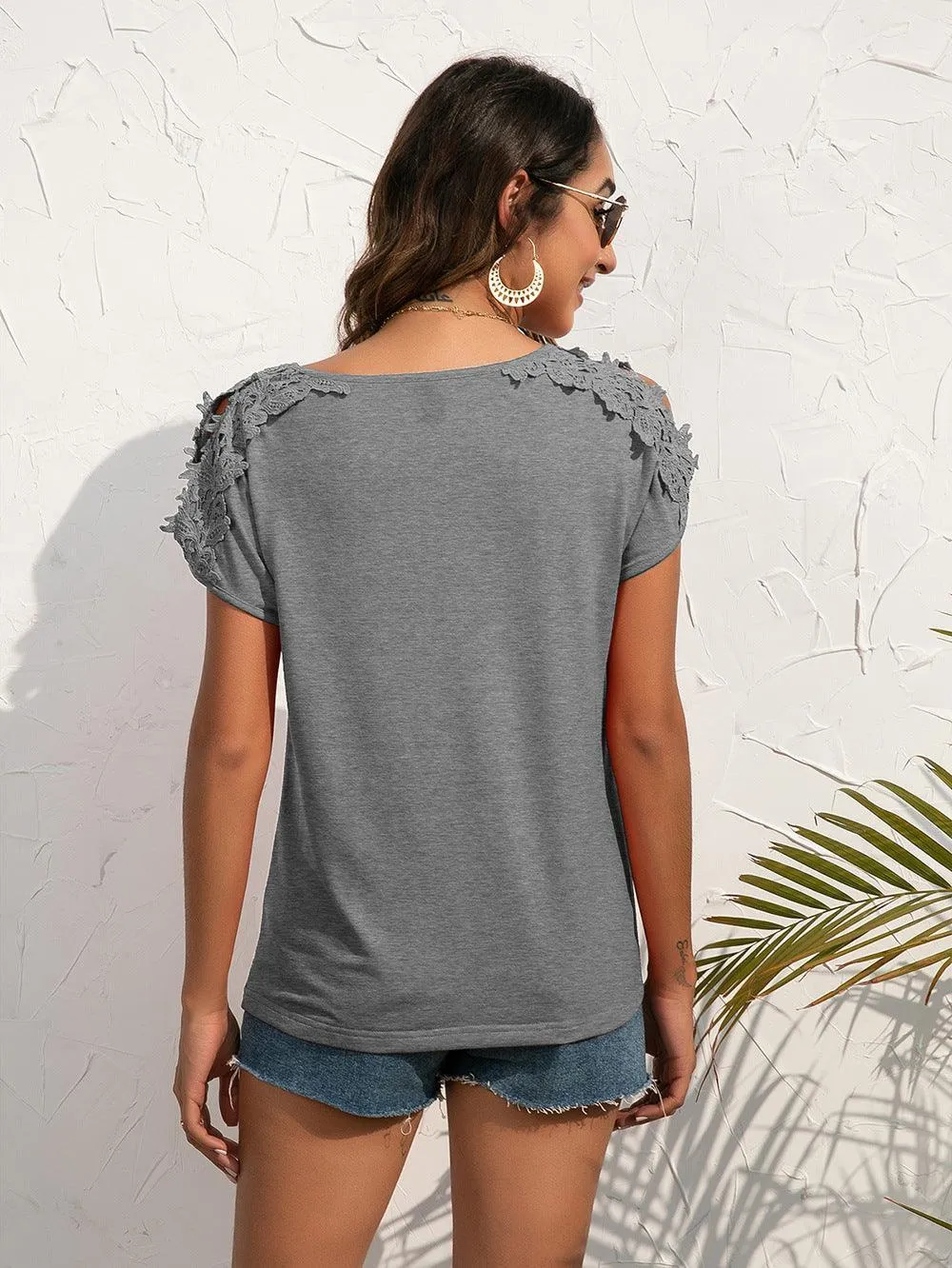 Refocus Cold Shoulder Scoop Neck Blouse
