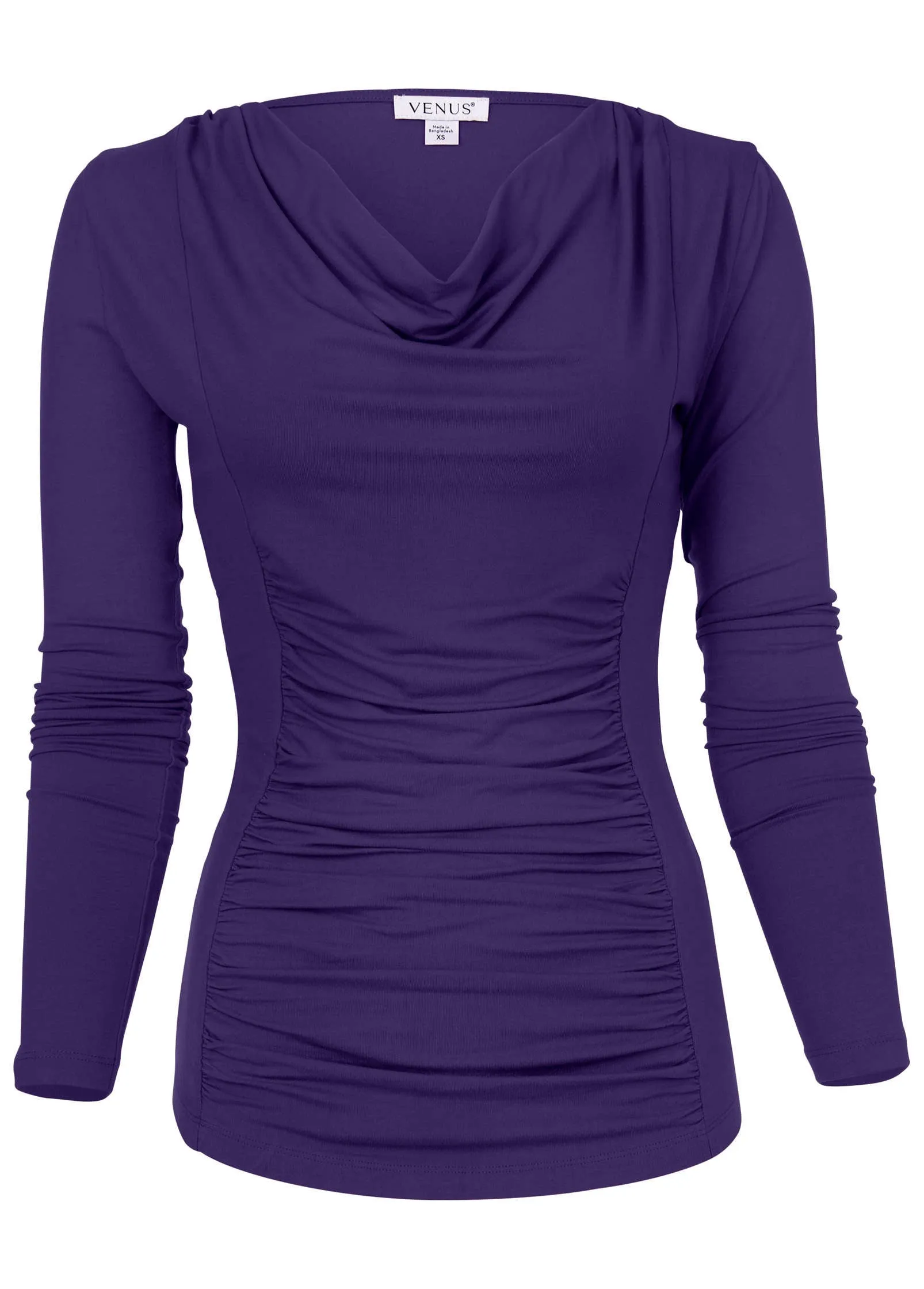 Ruched Cowl Neck Top - Violet Indigo