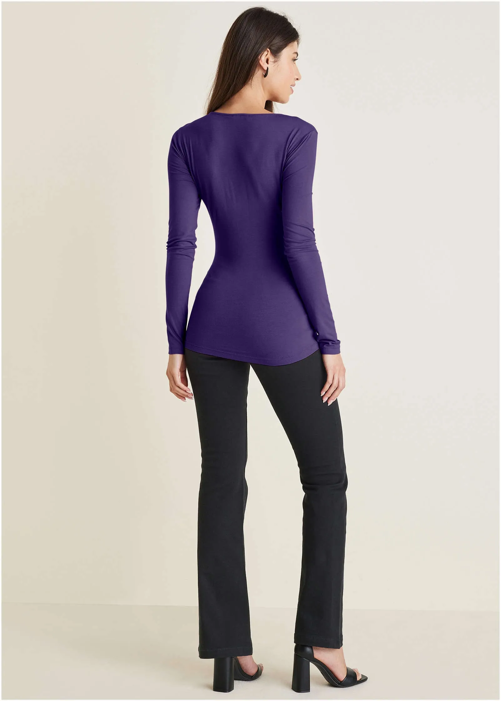 Ruched Cowl Neck Top - Violet Indigo