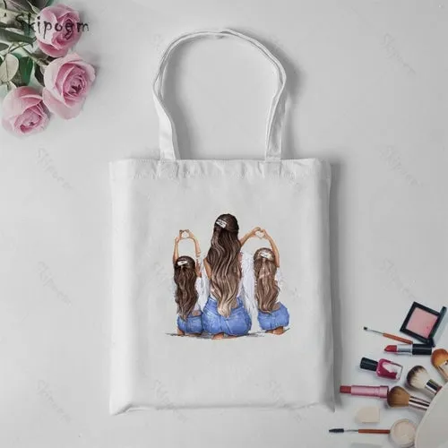 Shoulder Canvas Bag Tote Shopping Bags Daughter Son Mom Large Capacity