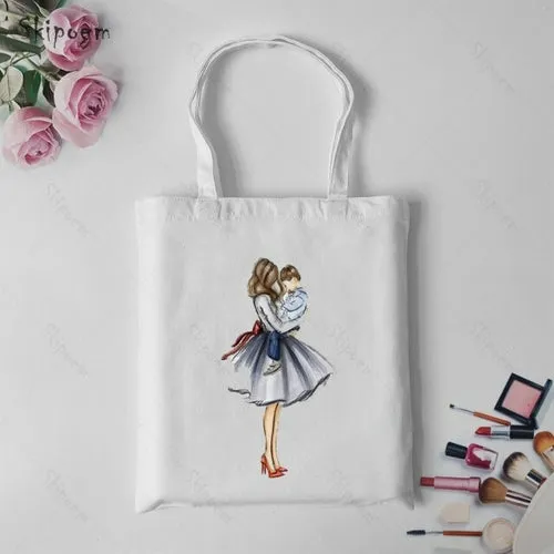 Shoulder Canvas Bag Tote Shopping Bags Daughter Son Mom Large Capacity