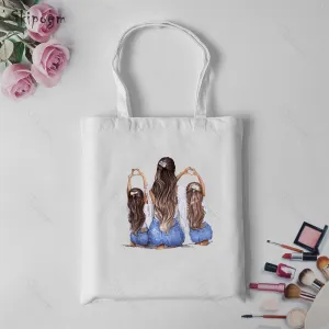 Shoulder Canvas Bag Tote Shopping Bags Daughter Son Mom Large Capacity