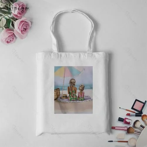 Shoulder Canvas Bag Tote Shopping Bags Daughter Son Mom Large Capacity