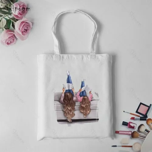 Shoulder Canvas Bag Tote Shopping Bags Daughter Son Mom Large Capacity