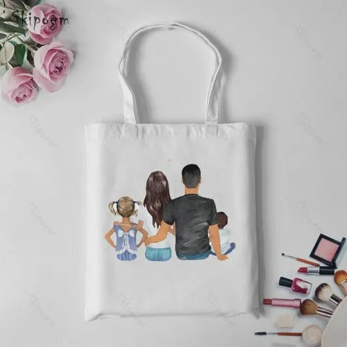 Shoulder Canvas Bag Tote Shopping Bags Daughter Son Mom Large Capacity