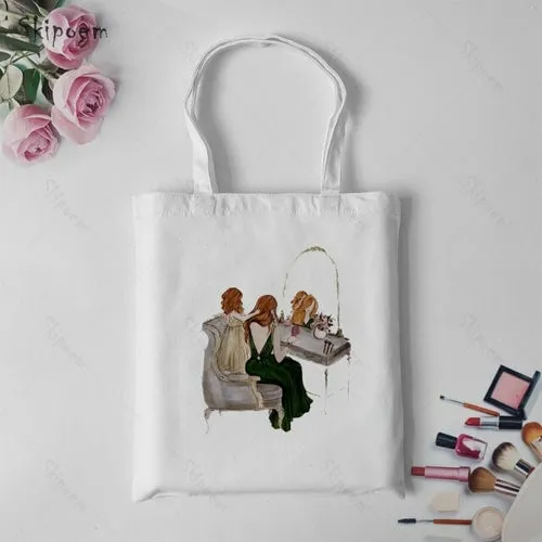 Shoulder Canvas Bag Tote Shopping Bags Daughter Son Mom Large Capacity