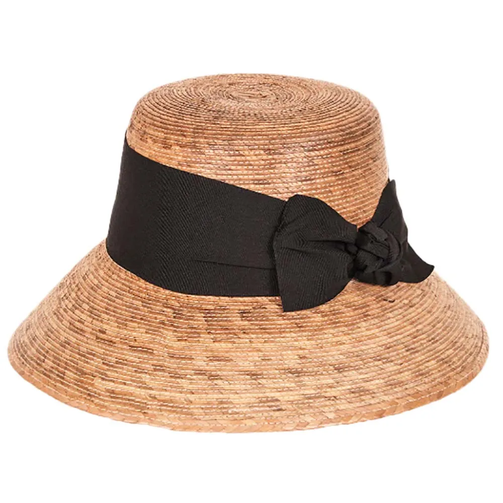 Somerset Palm Leaf Sun Hat with Black Bow - Tula Hats