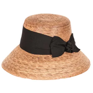 Somerset Palm Leaf Sun Hat with Black Bow - Tula Hats