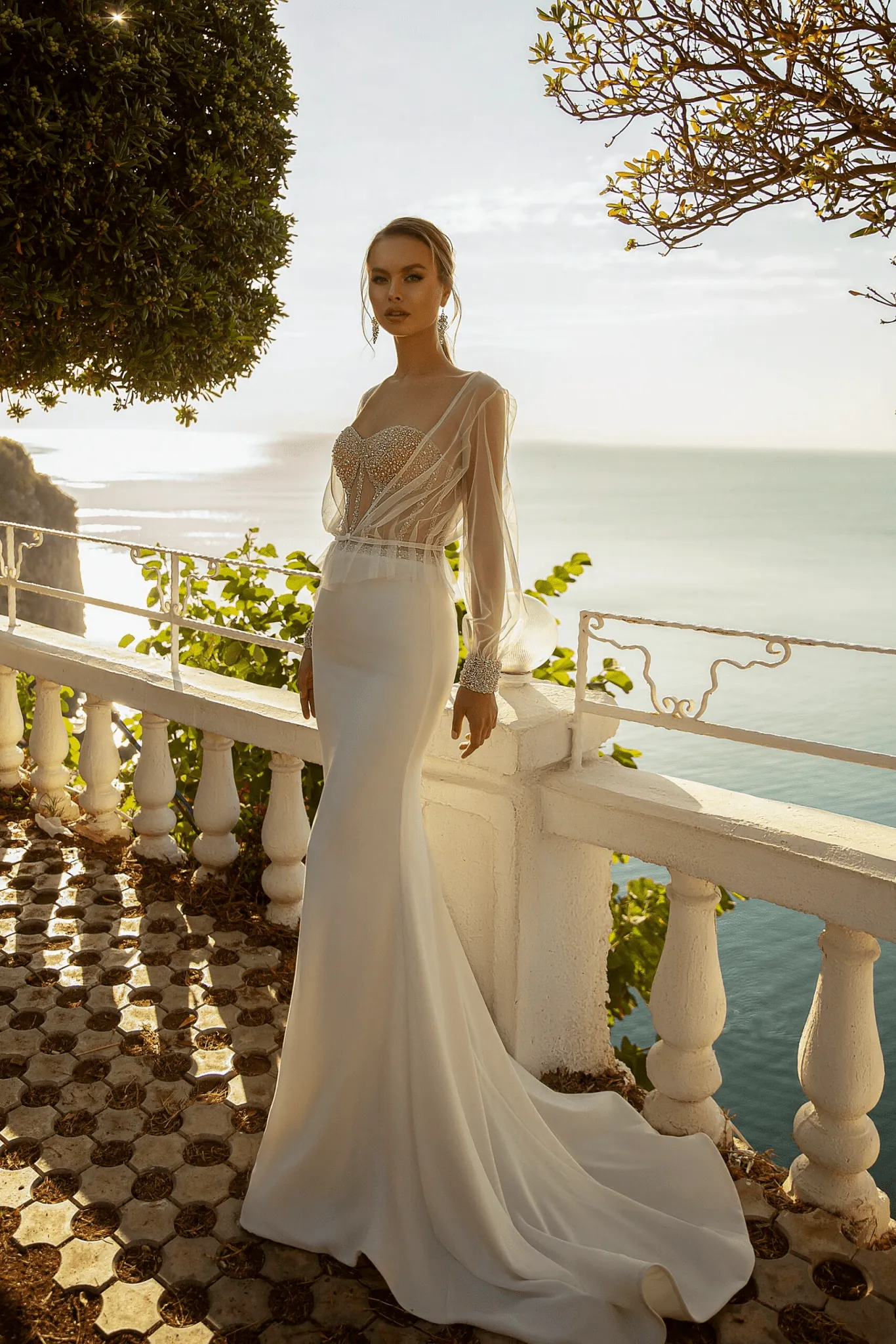 Sweetheart Neckline Wedding Dress - Fitted Mermaid Wedding Gown - Convertible Wedding Gown with Sheer Sleeves Plus Size