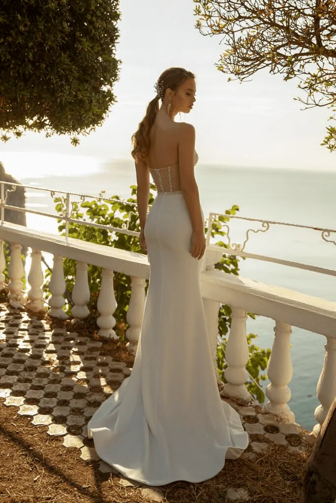 Sweetheart Neckline Wedding Dress - Fitted Mermaid Wedding Gown - Convertible Wedding Gown with Sheer Sleeves Plus Size