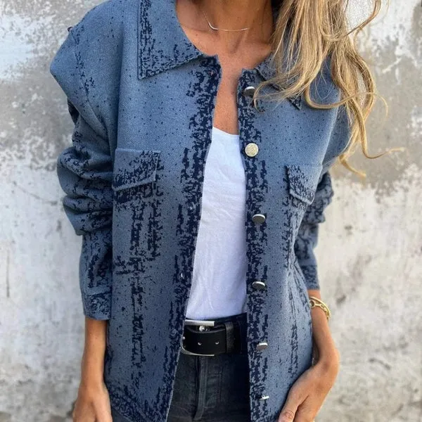 Textuur Button-Up Jas