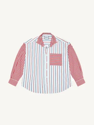 The Weekend fine poplin, red patchwork shirt