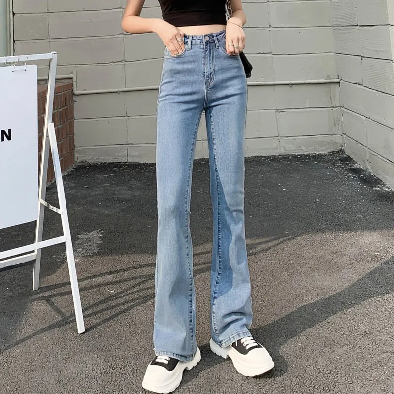Woman High Waist Denim Trousers For Female Blue White Black Jeans