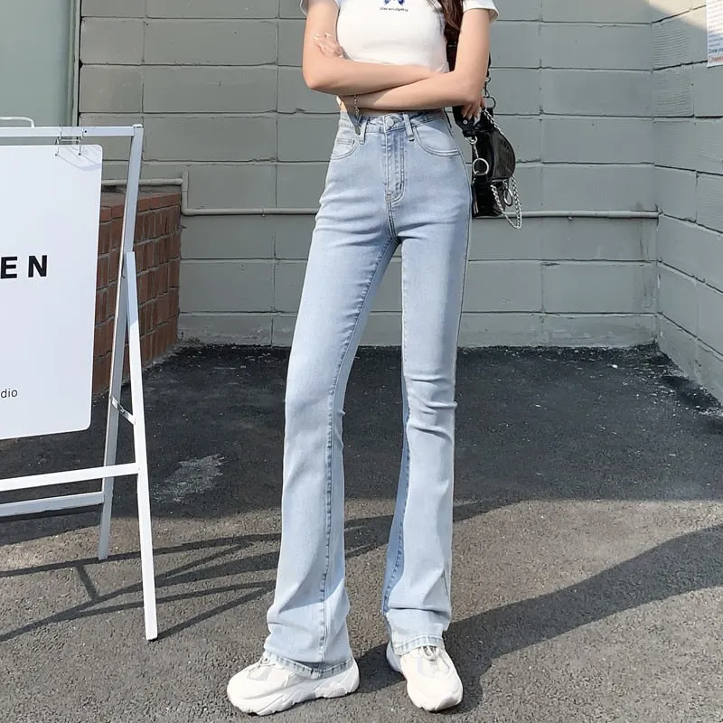 Woman High Waist Denim Trousers For Female Blue White Black Jeans