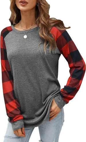 Womens Long Sleeve Tops Crewneck Casual Shirts 2024 Fall Fashion Trendy Outfits Clothes