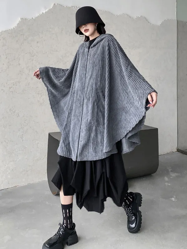 xakxx Casual Batwing Sleeves Loose Zipper Jackets Outerwear