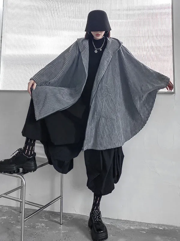 xakxx Casual Batwing Sleeves Loose Zipper Jackets Outerwear