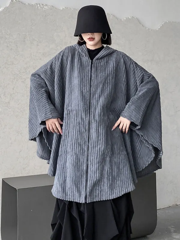 xakxx Casual Batwing Sleeves Loose Zipper Jackets Outerwear