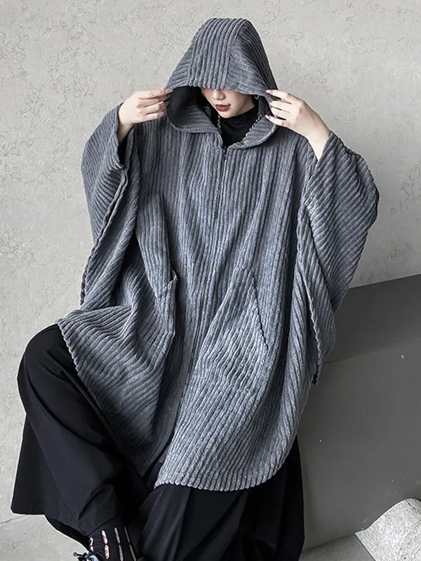 xakxx Casual Batwing Sleeves Loose Zipper Jackets Outerwear