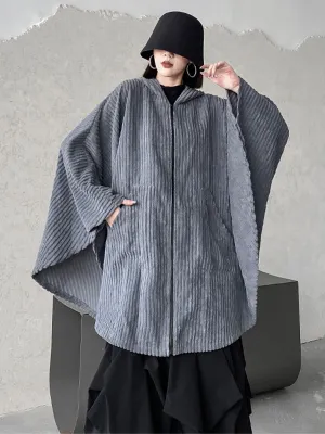 xakxx Casual Batwing Sleeves Loose Zipper Jackets Outerwear