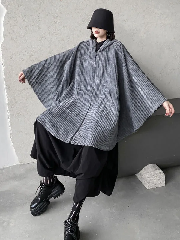 xakxx Casual Batwing Sleeves Loose Zipper Jackets Outerwear