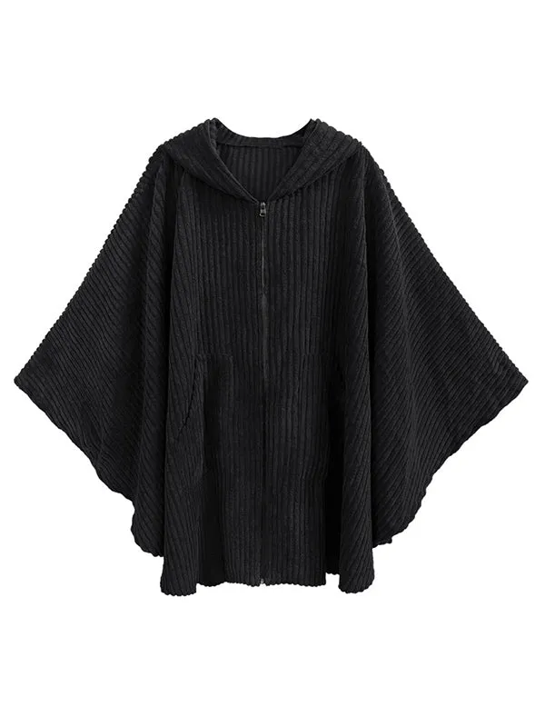 xakxx Casual Batwing Sleeves Loose Zipper Jackets Outerwear