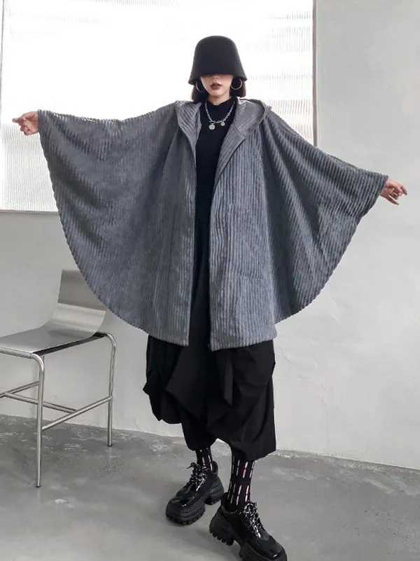 xakxx Casual Batwing Sleeves Loose Zipper Jackets Outerwear