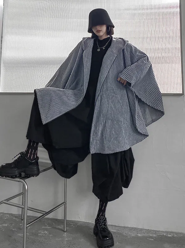 xakxx Casual Batwing Sleeves Loose Zipper Jackets Outerwear