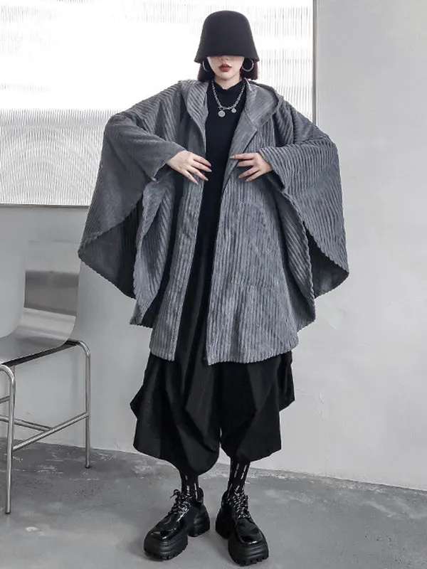 xakxx Casual Batwing Sleeves Loose Zipper Jackets Outerwear