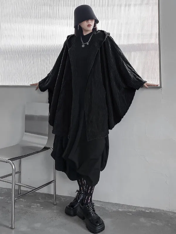 xakxx Casual Batwing Sleeves Loose Zipper Jackets Outerwear