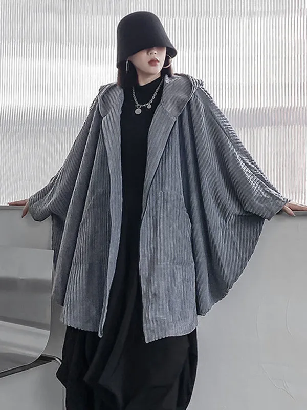 xakxx Casual Batwing Sleeves Loose Zipper Jackets Outerwear